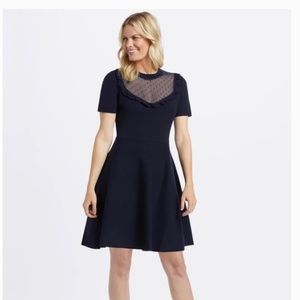 NWT Draper James Sheer Yoke A-Line Sweater Dress